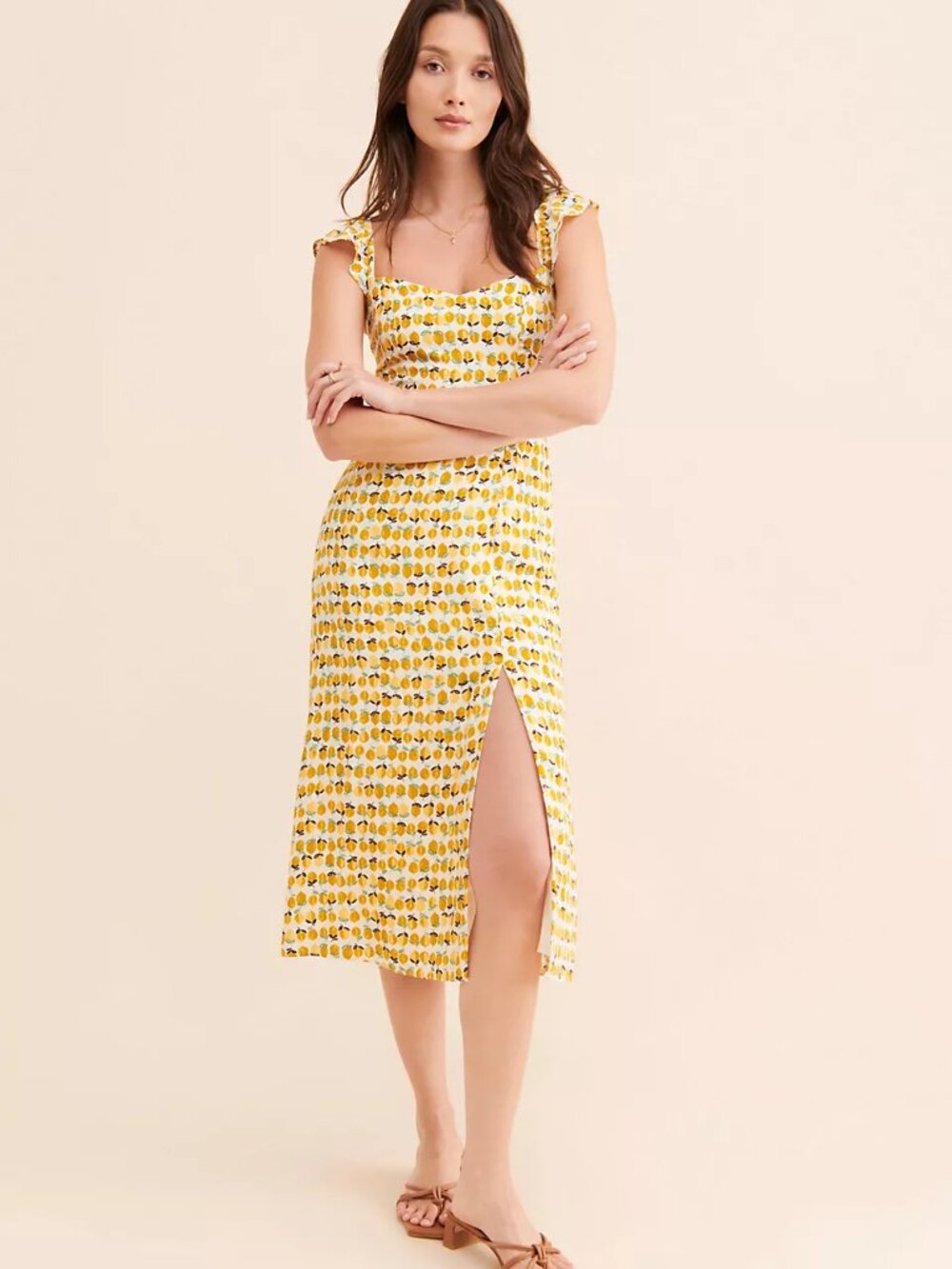 Anthropologie /En Elly  - Lemon Printed Midi Dress** BRAND NEW  1X
